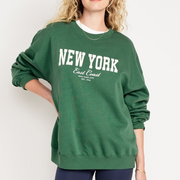 NWT OLD NAVY Oversized Tunic Sweatshirt Color: Green Essence SIZE LARGE - Picture 2 of 5